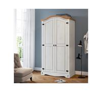 Mercers Furniture Corona White 2 Door Arch Top Double Wardrobe Solid Wood Pine Wooden With Mexican Styling