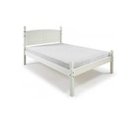Corona White 4'6" Double Low End Bed Frame Solid Wood Pine
