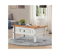 Corona White Coffee Table 1 Drawer Solid Wood Pine Wooden