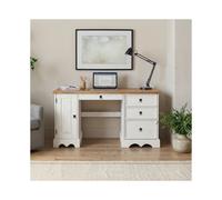 Corona White Straight Computer Desk Solid Wood Pine
