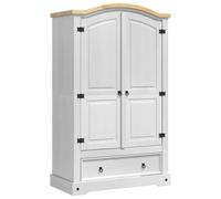 Corona White Wardrobe with Drawers, Solid Pine Wood, 101 x 52 x 170 cm, Modern Storage Space for Bedroom, Dressing Room and Hallway, with Clothes Rail and Drawer