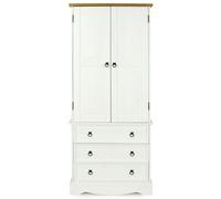 Core Products Corona White 2 Door 3 Drawer Wardrobe, White
