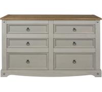Corona Wide Chest - 6 Drawer - Grey Mexican Pine