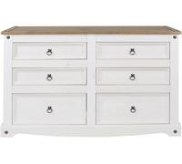 Corona Wide Chest - 6 Drawer - White Mexican Pine