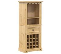 Corona Wine Rack Made of Solid Pine Wood 56 x 35 x 134.5 cm with Drawer and Storage Space for Bottles and Glasses, Ideal for Kitchen, Dining Room, Basement, Bar and Lounge