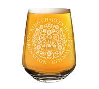 Coronation Emblem King Charles III Craft Beer Gin Wine Tumbler Glass Cider 2/3 Pint King's Coronation Commemorative Souvenir Gift His Majesty 6th May 2023