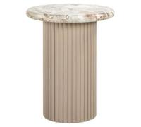 Coronel Beige Marble Round End Table with Fluted Base