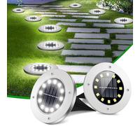 Coroor Solar Ground Lights, 8 Packs 12 LED Solar Garden Lights Outdoor Waterproof Bright in - Solar Disk Lights for Pathway, Yard, Patio, Walkway, Outdoor Decorations(White)