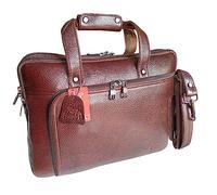 Corporate Culture Genuine Leather Dual Zip Versatile Office Bag for Men | Removable & Adjustable Strap | 16 Inch | Waterproof | Elegant & Compact Laptop Bag, Dark Brown