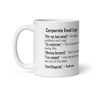 Corporate Email Lingo Coffee Mug - Funny Work Quote Mug with Office Jargon for Coworkers, Boss, or Employees - Hilarious Corporate Slang Cup for Work Gifting, Birthday or Farewell - Ceramic Mug