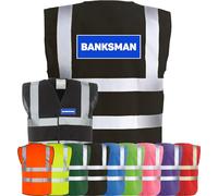 Corporate Togs BANKSMAN Printed Waistcoat - Hi-Vis Safety Vest Tabard, Brace Hi-Vis Strips, Fully EN471 Health, Protective Safety Wear | Safety Apparel