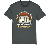 Corporate Togs Can't Buy Happiness You Can Buy A Caravan T-Shirt - Graphic Printed Tee, 100% Cotton, Round Neck, Regular Fit T-Shirt | Apparel for Men & Women Gray