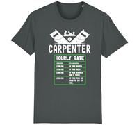 Corporate Togs Carpenter Joiner T-Shirt - Carpentry Hourly Rates Tee, Funny, Rude Novelty Joke T-Shirt, Printed 100% Cotton Tee | Unisex & Men’s Clothing Grey
