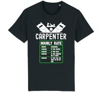 Corporate Togs Carpenter Joiner T-Shirt - Carpentry Hourly Rates Tee, Funny, Rude Novelty Joke T-Shirt, Printed 100% Cotton Tee | Unisex & Men’s Clothing Black