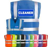 Corporate Togs CLEANER Printed Hi-Visibility Safety Waistcoat, Printed Emergency Vest with 2 Band & Brace Reflective Strips, Fully EN471 Health & Safety Compliant | Safety Apparel