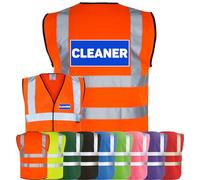 Corporate Togs CLEANER Printed Hi-Visibility Safety Waistcoat, Printed Emergency Vest with 2 Band & Brace Reflective Strips, Fully EN471 Health & Safety Compliant | Safety Apparel