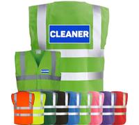 Corporate Togs CLEANER Printed Hi-Visibility Safety Waistcoat, Printed Emergency Vest with 2 Band & Brace Reflective Strips, Fully EN471 Health & Safety Compliant | Safety Apparel