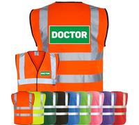 Corporate Togs DOCTOR Printed Hi-Vis Waistcoat - High-Visibility Safety Vest Tabard, Brace Hi-Vis Strips, Fully EN471 Health, Protective Safety Wear | Safety Apparel