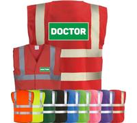Corporate Togs DOCTOR Printed Hi-Vis Waistcoat - High-Visibility Safety Vest Tabard, Brace Hi-Vis Strips, Fully EN471 Health, Protective Safety Wear | Safety Apparel