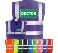 Corporate Togs DOCTOR Printed Hi-Vis Waistcoat - High-Visibility Safety Vest Tabard, Brace Hi-Vis Strips, Fully EN471 Health, Protective Safety Wear | Safety Apparel