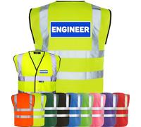 Corporate Togs ENGINEER Printed Hi-Vis Workwear - Security Vest with Reflective Bands & Braces, Fully EN471 Health & Safety Waistcoat | Emergency Apparel