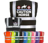 Corporate Togs Equine Hi-Vis CAUTION HORSE - Horse Equestrian Rider Safety Vest Tabard, Hi-Visibility Safety Vest with 2 Band & Brace Reflective Strips | Protective Safety Wear
