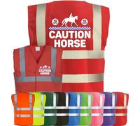 Corporate Togs Equine Hi-Vis CAUTION YOUNG HORSE Equestrian Waistcoat - Safety Vest Tabard, Fastening Vest, British Standard CE Marked | Safety Apparel