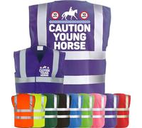 Corporate Togs Equine Hi-Vis CAUTION YOUNG HORSE Equestrian Waistcoat - Safety Vest Tabard, Fastening Vest, British Standard CE Marked | Safety Apparel