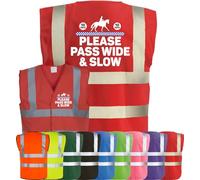 Corporate Togs Equine Safety Apparel - High Vis Vest, PLEASE PASS WIDE & SLOW Print, EN IS0 20471 Class 2 Compliant, Security Vest | Protective Safety Wear