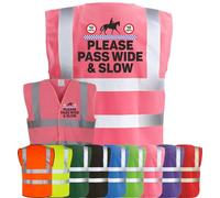 Corporate Togs Equine Safety Apparel - High Vis Vest, PLEASE PASS WIDE & SLOW Print, EN IS0 20471 Class 2 Compliant, Security Vest | Protective Safety Wear