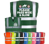 Corporate Togs Equine Safety Apparel - High Vis Vest, PLEASE PASS WIDE & SLOW Print, EN IS0 20471 Class 2 Compliant, Security Vest | Protective Safety Wear