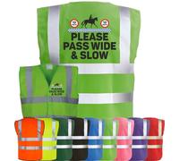 Corporate Togs Equine Safety Apparel - High Vis Vest, PLEASE PASS WIDE & SLOW Print, EN IS0 20471 Class 2 Compliant, Security Vest | Protective Safety Wear