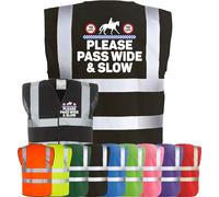 Corporate Togs Equine Safety Apparel - High Vis Vest, PLEASE PASS WIDE & SLOW Print, EN IS0 20471 Class 2 Compliant, Security Vest | Protective Safety Wear