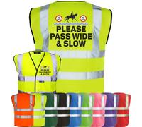 Corporate Togs Equine Safety Apparel - High Vis Vest, PLEASE PASS WIDE & SLOW Print, EN IS0 20471 Class 2 Compliant, Security Vest | Protective Safety Wear