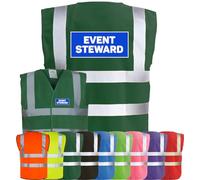 Corporate Togs EVENT STEWARD High Visibility Printed Waistcoat - Safety Vest Tabard, 2 Band & brace Hi-Vis Strips, Health & Safety Compliant | Protective Safety Wear