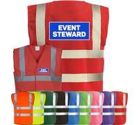Corporate Togs EVENT STEWARD High Visibility Printed Waistcoat - Safety Vest Tabard, 2 Band & brace Hi-Vis Strips, Health & Safety Compliant | Protective Safety Wear