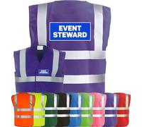 Corporate Togs EVENT STEWARD High Visibility Printed Waistcoat - Safety Vest Tabard, 2 Band & brace Hi-Vis Strips, Health & Safety Compliant | Protective Safety Wear