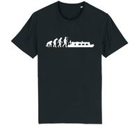 Corporate Togs Evolution Canal Boat Barge Longboat Waterways Graphic T-Shirt - Gift Idea, Printed T-Shirt, Regular Fit, 100% Cotton Tee | for Men and Women Black