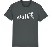 Corporate Togs Evolution of a Skier Skiing Ski T-Shirt, X-Large, Grey
