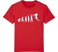 Corporate Togs Evolution of a Skier Skiing Ski T-Shirt, X-Large, Red