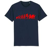 Corporate Togs Evolution of Human Rugby Wales Dragon Evolution Welsh T-Shirt, Medium, Navy Blue
