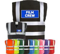 Corporate Togs FILM CREW Printed Hi-Vis Safety Waistcoat, High Visibility Safety Vest with 2 Band & Brace Reflective Strips, Fully EN471 Health & Safety Compliant - Safety Apparel