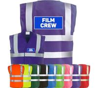 Corporate Togs FILM CREW Printed Hi-Vis Safety Waistcoat, High Visibility Safety Vest with 2 Band & Brace Reflective Strips, Fully EN471 Health & Safety Compliant | Safety Apparel