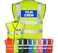Corporate Togs FILM CREW Printed Hi-Vis Safety Waistcoat, High Visibility Safety Vest with 2 Band & Brace Reflective Strips, Fully EN471 Health & Safety Compliant | Safety Apparel