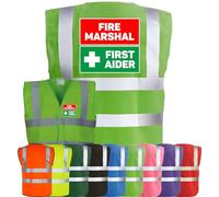 Corporate Togs FIRE MARSHAL FIRST AIDER Visibility Safety Vest Waistcoat, High Visibility, Hook & Latch Fastening Waistcoat Tabard | Safety Apparel & Protective Safety Wear