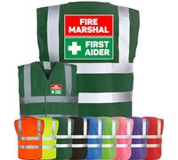 Corporate Togs FIRE MARSHAL FIRST AIDER Visibility Safety Vest Waistcoat, High Visibility, Hook & Latch Fastening Waistcoat Tabard | Safety Apparel & Protective Safety Wear