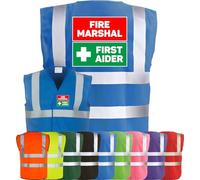 Corporate Togs FIRE MARSHAL FIRST AIDER Visibility Safety Vest Waistcoat, High Visibility, Hook & Latch Fastening Waistcoat Tabard | Safety Apparel & Protective Safety Wear