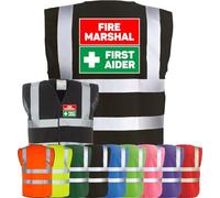 Corporate Togs FIRE MARSHAL FIRST AIDER Visibility Safety Vest Waistcoat, High Visibility, Hook & Latch Fastening Waistcoat Tabard | Safety Apparel & Protective Safety Wear