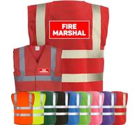 Corporate Togs FIRE MARSHAL Printed Hi-Vis Waistcoat - High Visibility Safety Vest Tabard, Fastening, Health & Safety Compliant Waistcoat | Protective Safety Wear