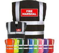 Corporate Togs FIRE MARSHAL Printed Hi-Vis Waistcoat - High Visibility Safety Vest Tabard, Fastening, Health & Safety Compliant Waistcoat | Protective Safety Wear